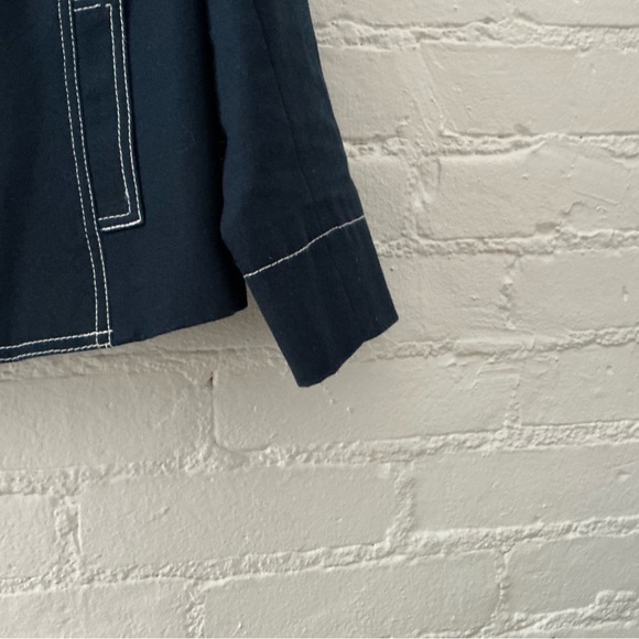 Vintage Womens Navy Blue Cotton Blazer Lined Jacket Nautical Classic Preppy 90s - Picture 5 of 14